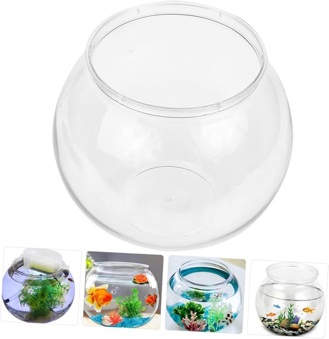 DOITOOL Round Fish Bowl for Betta Fish 3 Gallon Inexpensive Plastic Tank Portable Desktop Aquarium for Home Office