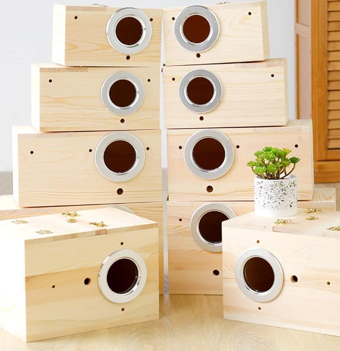 Pine Wood Parakeet Nest Box Bird House Budgie Breeding Mating Box for Lovebirds Cockatiel Parrotlets (XL)