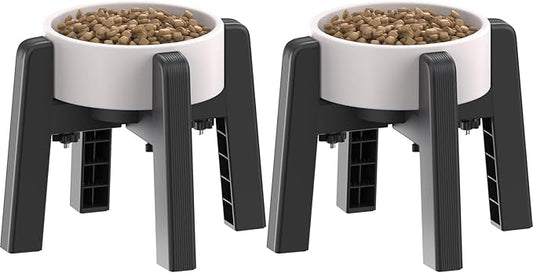 CZPET Dog Bowl Stand with Adjustable Width [2 Pack, Stand Only], Elevated Pet Water & Food Bowl for Medium Pets, Stable and Anti-Slip Raised Bowl
