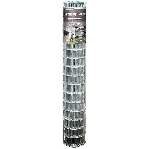 YARDGARD 2 in. x 3 in. Mesh Welded Wire Fence Roll, 48 in. x 50 ft., 16 Gauge Galvanized Steel Fence for Animal Enclosures, Garden Protection and Property Fencing