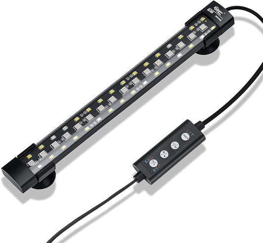 hygger 24/7 Mode Submersible Aquarium LED Light, Full Spectrum Hidden Fish Tank Light with 3 Rows Beads 7 Colors Auto On Off Sunrise-Daylight-Moonlight, Adjustable Timer Brightness