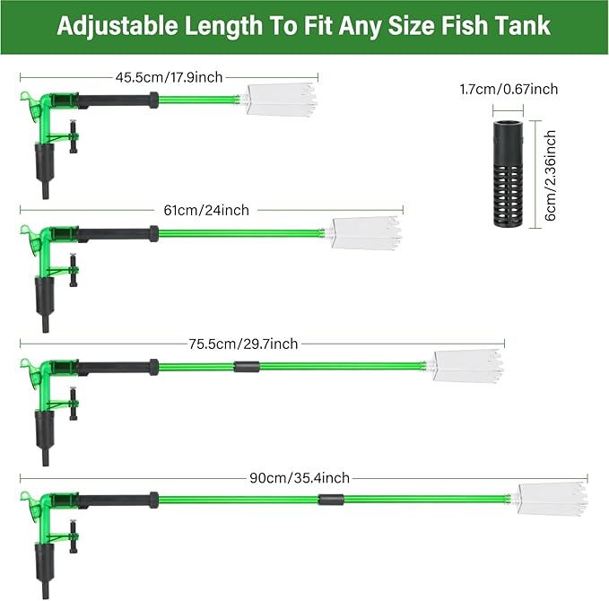 AQQA Aquarium Siphon Gravel Vacuum Fish Tank Cleaner kit,Stress Ball Python Water Changer,Extendable Length and Fixed On Fish Tank,Manually Water Changer Wash Sand S