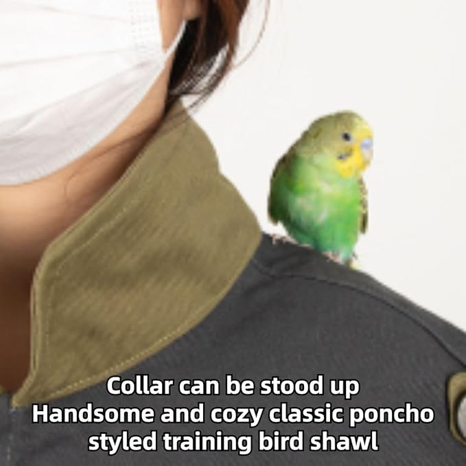 Parrot Anti-Scratch Shoulder Protector, Multi-Functional Bird Diaper Flight Suits Pee Pads Diaper Poop Shawl for Cockatiel Parakeet Macaw Lovebirds Finches (Grey)