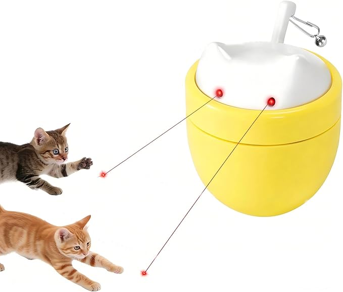 Upgraded Automatic Laser Cat Toy for Indoor Cats, interactive cat toy with Dual Rotating Beams 3 Modes Random Trajectory Motion Activated USB Rechargeable Cat Toys for Bored Indoor Adult Cats Kittens