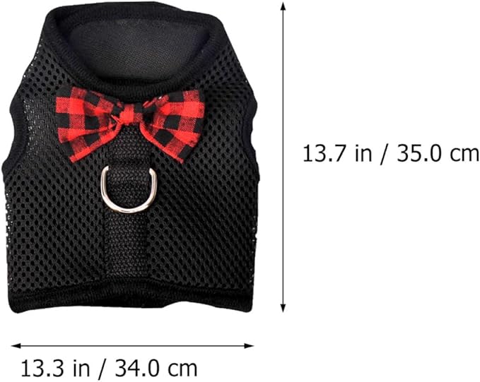 Pet Harness Vest Type Breathable Mesh Chest Strap, Black L Size (35-40cm Chest Girth) for Rabbits, Guinea Pigs, Squirrels Small Animals