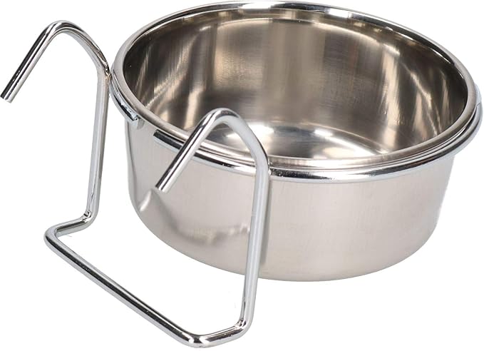 AB Tools 250ML Stainless Steel Small Animals, Dogs, Birds Coop Cup with Hook Holder