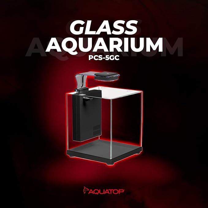 Aquatop Pisces Bullet Shaped Glass Aquarium - Nano Aquarium Kit, for Salt & Freshwater Fish Tanks - Mechanical, Chemical & Biological Filtration