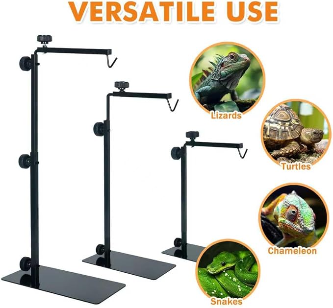 Adjustable 13-29 inch Metal Reptile Lamp Stand – Versatile Floor Light Holder for Terrarium Heat Lamps & Dome Shades, Perfect for Glass Reptile Enclosures & Heating Bulbs.