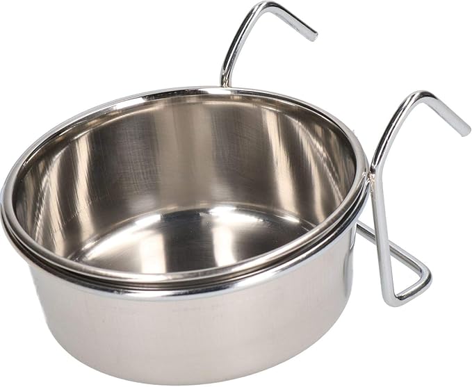 AB Tools 250ML Stainless Steel Small Animals, Dogs, Birds Coop Cup with Hook Holder