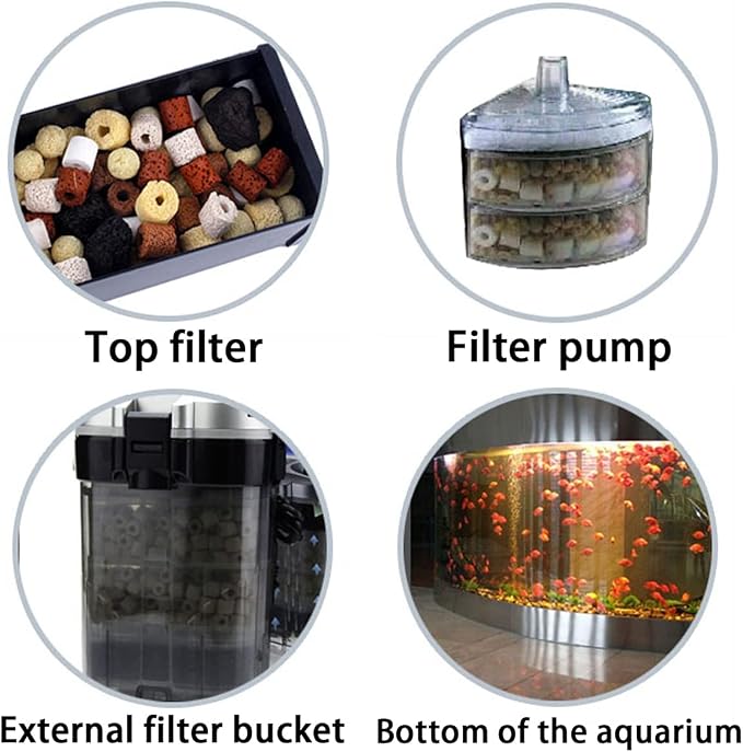 GOLDEAL Bio Balls Ceramic Rings Set, Aquarium Biological Filter Media with Mesh Bag for Fish Tank and Pond, Fish Tank Filter, Decorations, Accessories (4Pack,4.4 lb)
