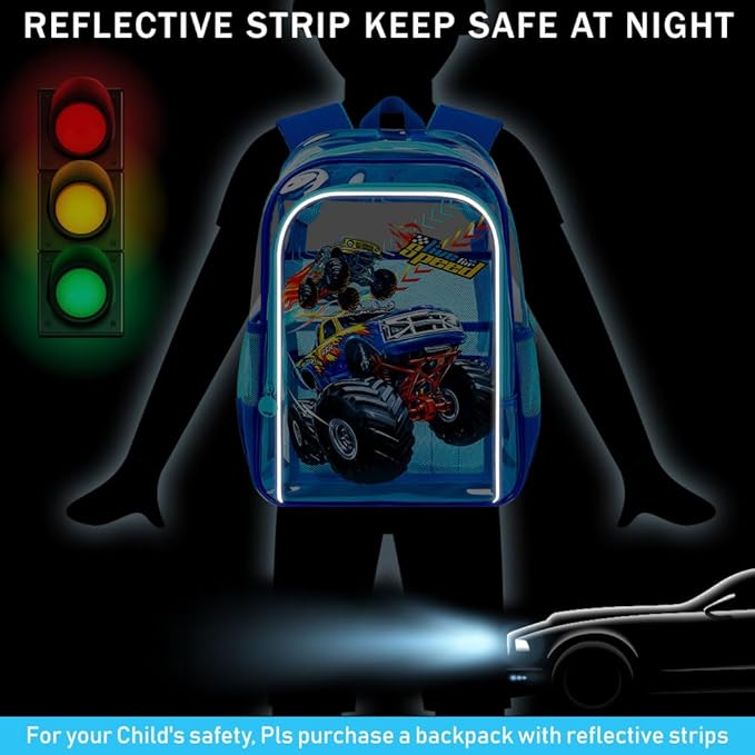 KLFVB 3PCS Clear Backpack for Girls and Boys, Kids See Through Backpacks Stadium Approved, Transparent Bookbag for Elementary