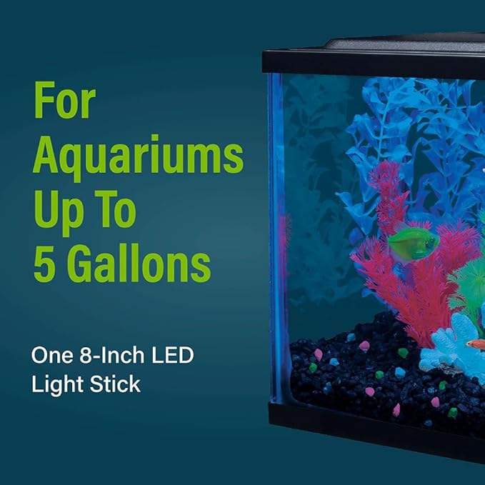 GloFish 10-Inch LED Light Stick for Fish Aquariums Up to 20 Gallons, 1 Count, with White, Blue and Magenta LED Lights