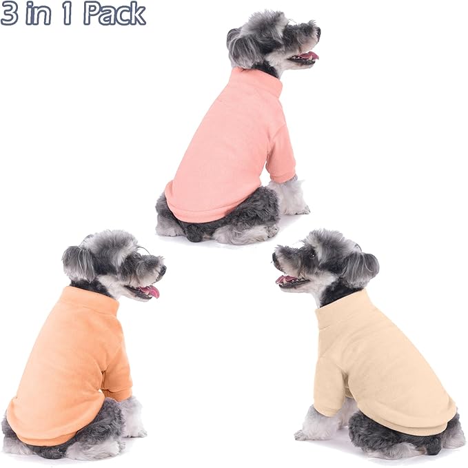 GYALAPERI Dog Sweater, 3 Pack Dog Sweaters for Small Dogs Girl Boy, Ultra Soft Warm Puppy Clothes Dog Coat for Winter (Peach+Lt Camel+Pink, X-Large)
