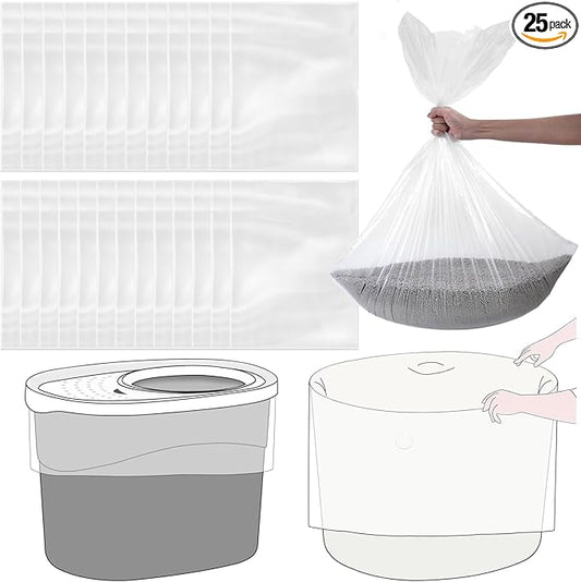 Cat Litter Box Liners Compatible with IRIS Top Entry Cat Litter Box - 25 Pack, Tear-Resistant and Spill-Proof, Perfect Fit for Most Top Entry Litter Pan Models