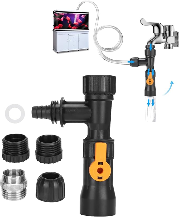 Fish Tank Water Changer,Siphon Fish Tank Vacuum Gravel Cleaner | Aquarium Quick Water Changer with 2 Faucet Adapters for Aquarium Quick Water Change, Black