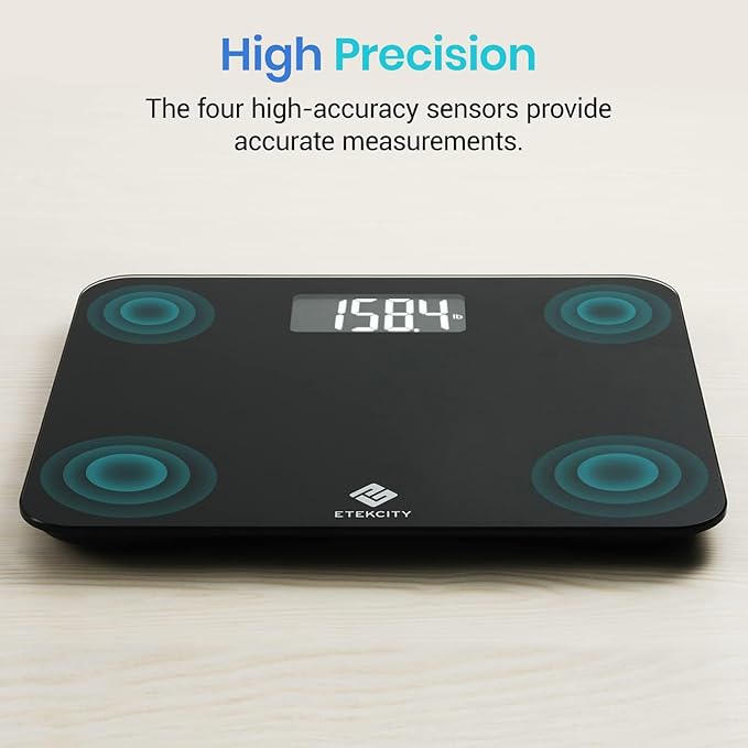 Etekcity Scale for Body Weight, Bathroom Digital Weighing Machine, Extra Wide Platform, High Capacity, Accurate and Safe, Large Backlit LCD Display, 440 lb, Tempered Glass (Pack of 5)