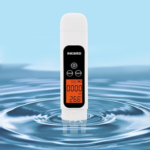 INKBIRD Digital TDS Meter 3-in-1 Water Tester Temp EC Monitor 0-4995ppm