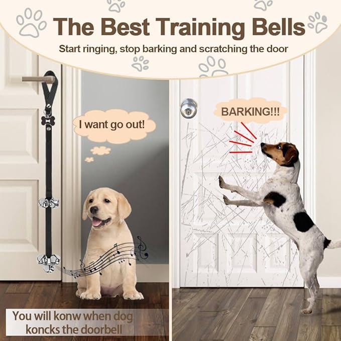 Dog Bells, Puppy Potty Training Bell Dog Doorbell Potty Train Dog Bell for Potty Training Door Bells for Dogs to Ring to Go Outside Jingle Bells (Black1, 1 PCS)