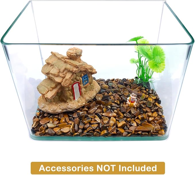 Decorative Rocks, 1 Lb/460g (Fill 0.9 Cup) Tiger's Eye Stones Irregular Gem Pebbles Quartz Gravel for Aquarium Turtle Tank Decoration/Succulent Plants Ornament/Flowerpot Vase Landscape