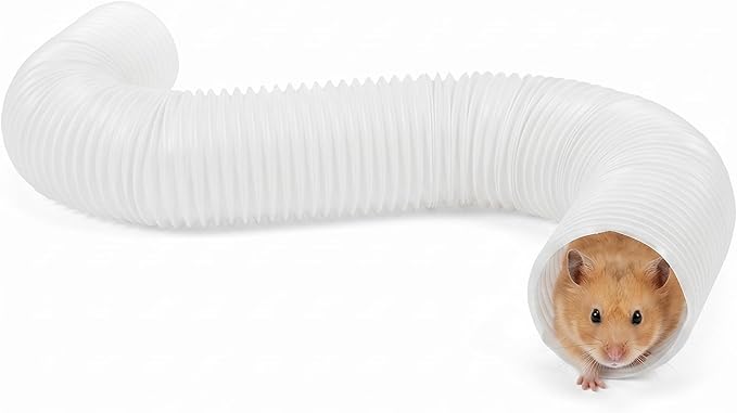 Milisten Expandable Hamster Tunnel - 3.3ft Long Transparent Pet Play Tube for Small Animals | Flexible Exercise Hideout & Interactive Toy for Ferrets, Guinea Pigs, Rats, Gerbils and Mice (Clear White)