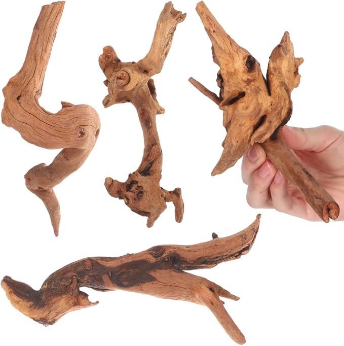 Toddmomy Aquarium Driftwood 4 Pc Set Fish Tank Decorations for Freshwater Aquascaping Small Aquarium Decor Natural Wood for 7.48 X 3.54 X 3.14 in