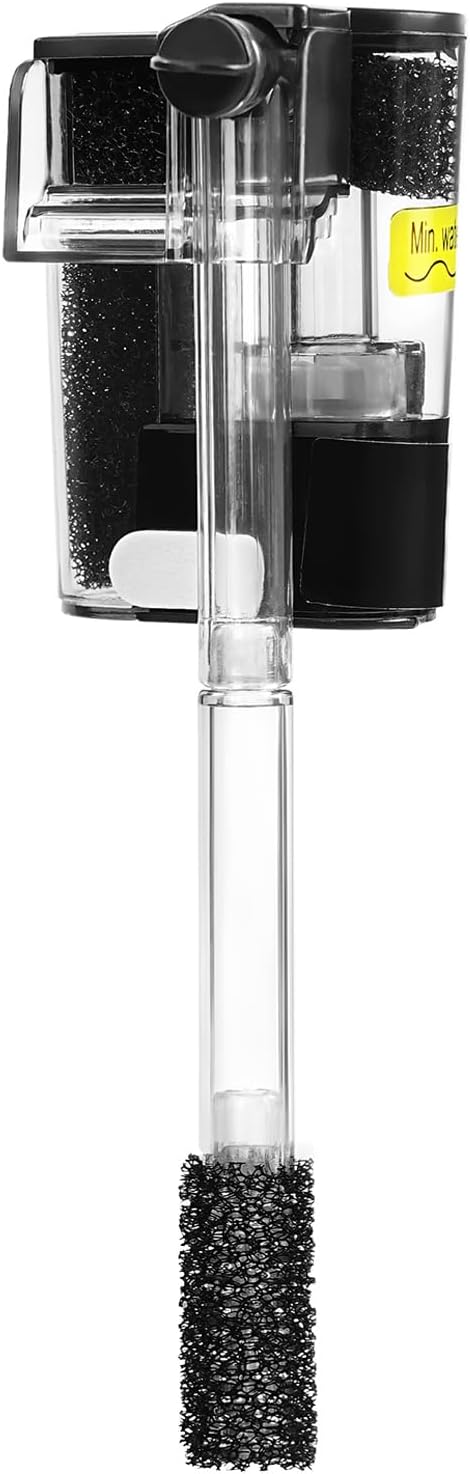 AQUANEAT Aquarium Hang on HOB Power Filter 3 Gallon Rimless Small Fish Tank Filter 65GPH (Up to 3Gal)