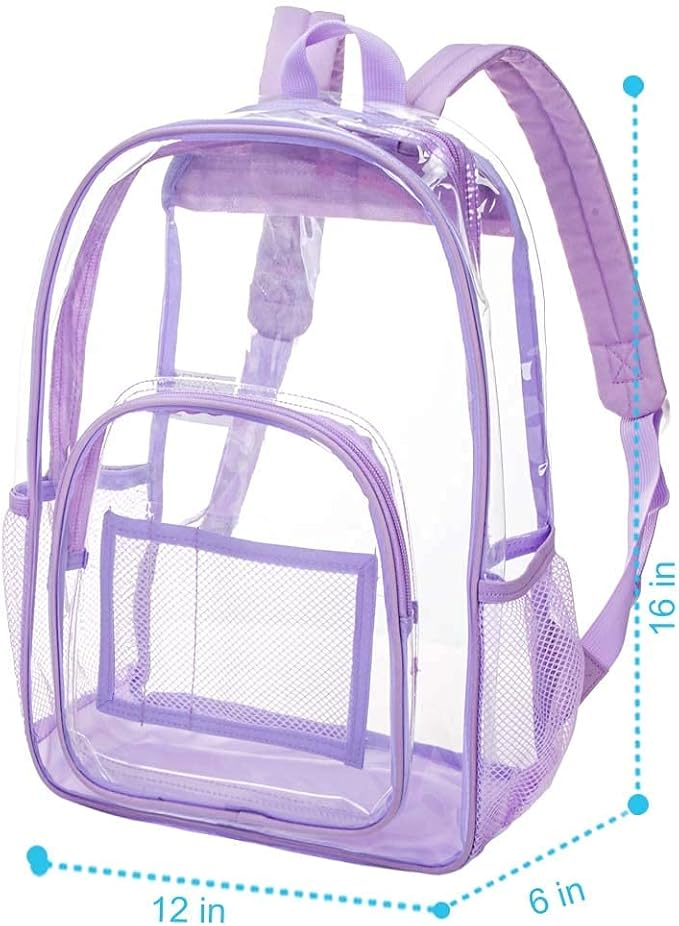 CCJPX 3Pcs Clear Backpack for Girls, School Transparent Bookbag, Heavy Duty See Through Backpacks for Teens Elementary