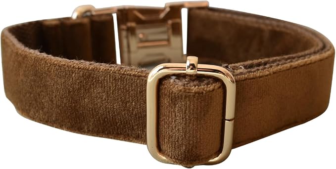 Love Dream Velvet Dog Collar and Leash Set, Soft & Comfy Adjustable Dog Leash and Collar with Heavy Duty Metal Buckle for Small Medium Large Dogs Training & Walking (Small, Coffee)