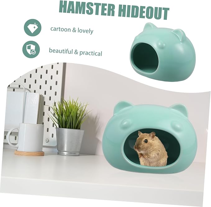 BESPORTBLE Adorable Small Pet Hideout Cozy Ceramic House for Hamsters Gerbils Small Animals Lightweight Design for Easy Placement Sleeping Nest for