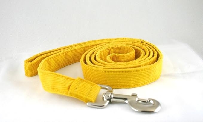 The Good Dog Company Hemp Corduroy Leash - 6 ft (1/2 Inch Width, Marigold)