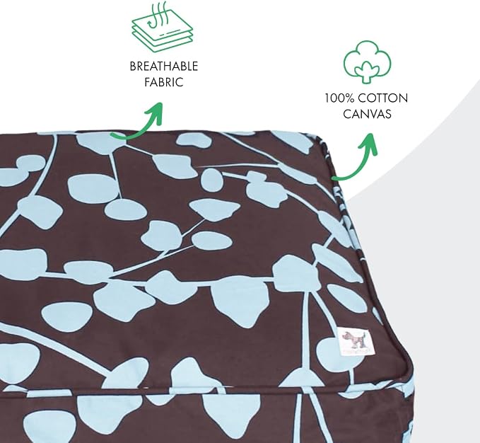 Molly Mutt Huge Dog Bed Cover - Your Hand in Mine Print - Measures 36”x45”x5’’ - 100% Cotton - Durable - Breathable - Sustainable - Machine Washable Dog Bed Cover
