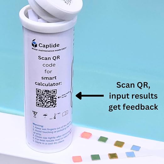 Cold Plunge Test Strips, 4-in-1 Water Quality Testing Kit, pH, Alkalinity, Hardness, Hydrogen Peroxide. Evaluate Your Cold Plunge Water Quality with A Single Strip. Smart QR Calculator to Help You