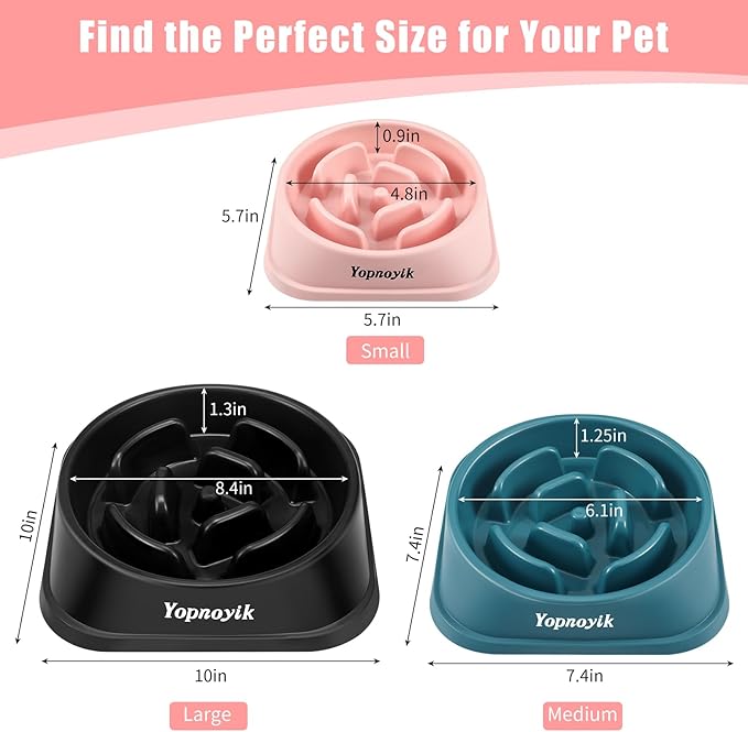 Yopnoyik Slow Feeder Dog Bowls for Healthy Eating, Non-Slip and Anti-Choking Design, Reduces Bloating & Overeating for Large Dogs, Easy to Clean