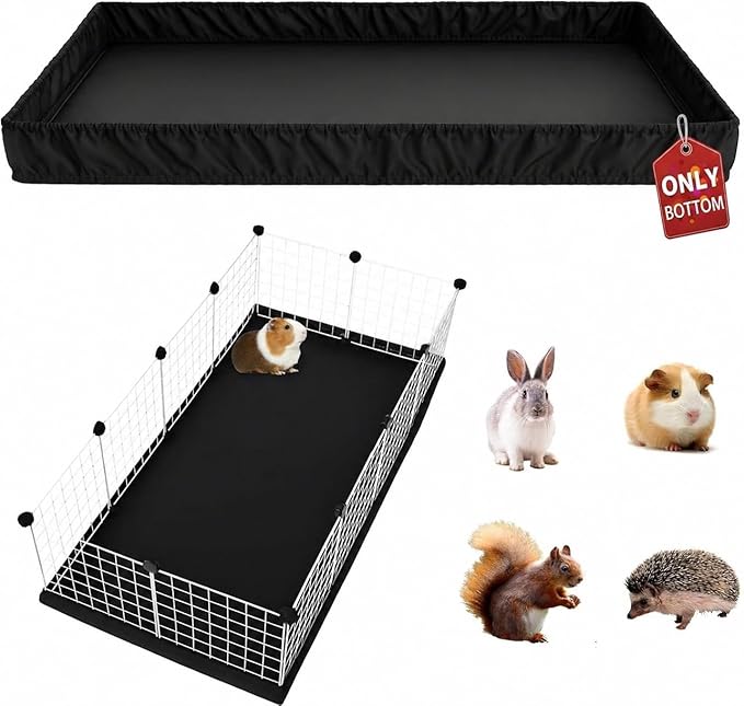 PJYuCien Guinea Pig Cage Liner, Washable Waterproof Base, C&C Cage Bottom Pad, Elastic Cord, Reusable Pad for Rabbits Chinchillas Hedgehogs Ferrets Small Animals, 24"x48"(Not Include Cage)