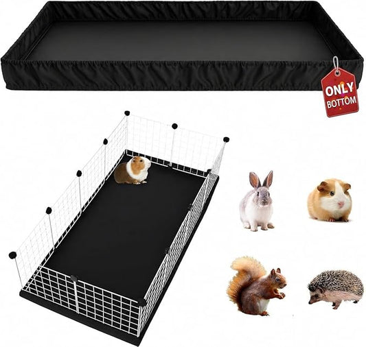 PJYuCien Guinea Pig Cage Liner, Washable Waterproof Base, C&C Cage Bottom Pad, Elastic Cord, Reusable Pad for Rabbits Chinchillas Hedgehogs Ferrets Small Animals, 24"x48"(Not Include Cage)