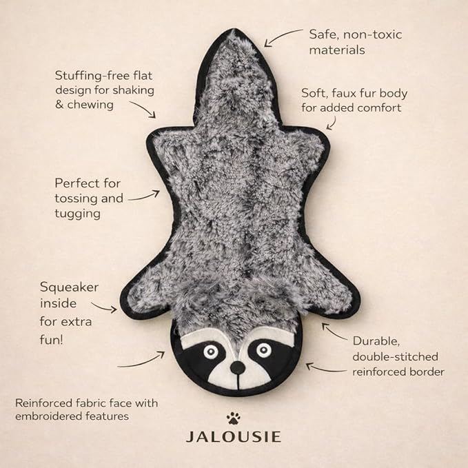 Jalousie 5 Pack Ultra Tough No Stuffing Squeaky Dog Toys for Large Dogs No Mess Interactive Durable Plush Chew Toy Indestructible Dog 6 Layers (5 Pack Strong Plushy Animal Pattern, Small to Medium)