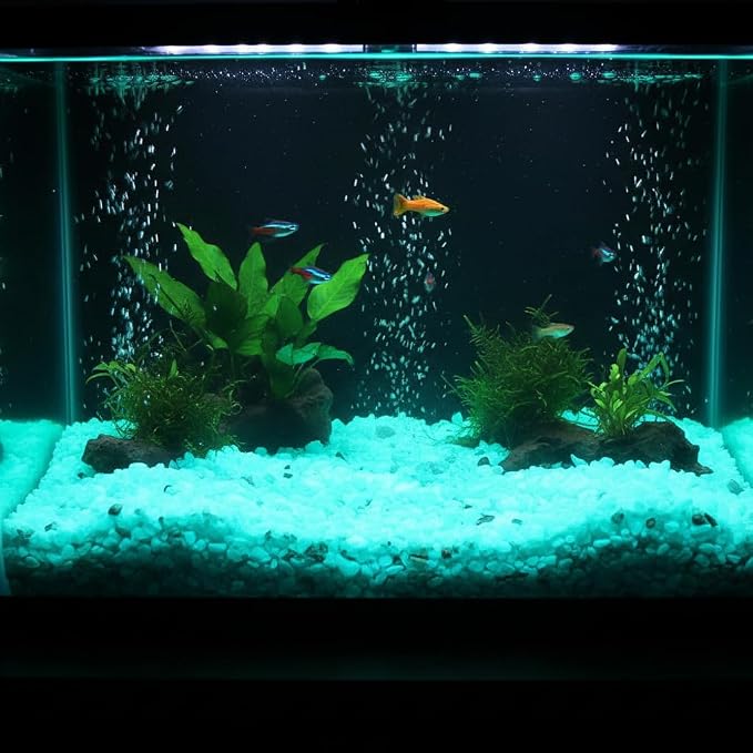 Shiny Stone Glow in The Dark Aquarium Gravel Sand, Blue Green, 5-8mm | Neon, 305g/0.67lbs, Decorative Rocks for Fish Tank, Fairy Garden, Home Decor