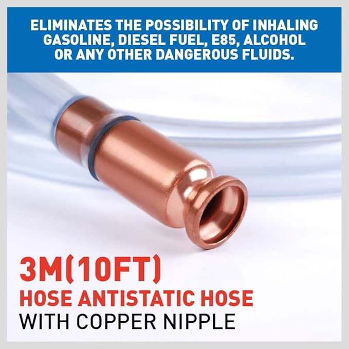 HORUSDY Diesel Mechanical Gas Siphon 10FT Multi-Purpose Super Easy Siphon Pump,3/4" Valve Virgin Grade Tubing Safe