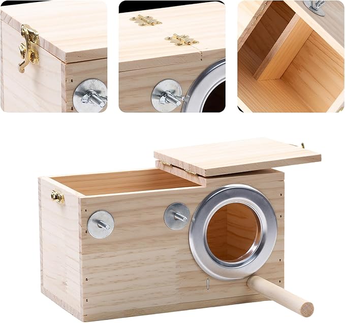 Parakeet Nesting Box - Bird House for Breeding Lovebirds, Cockatiels, Budgies, and Parrotlets – Includes Perch and Easy Access for Care (Style1)