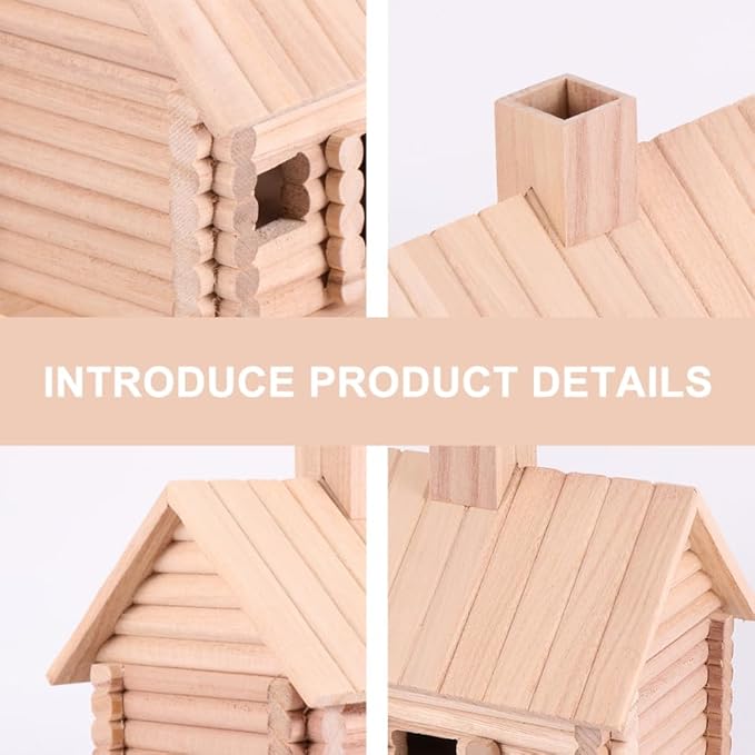 EXCEART Wooden Birdhouse 7.87X7.87X5.90 Inch Log Cabin Style Bird Nest for Small Birds Outdoor Garden Decoration Backyard Nesting Box
