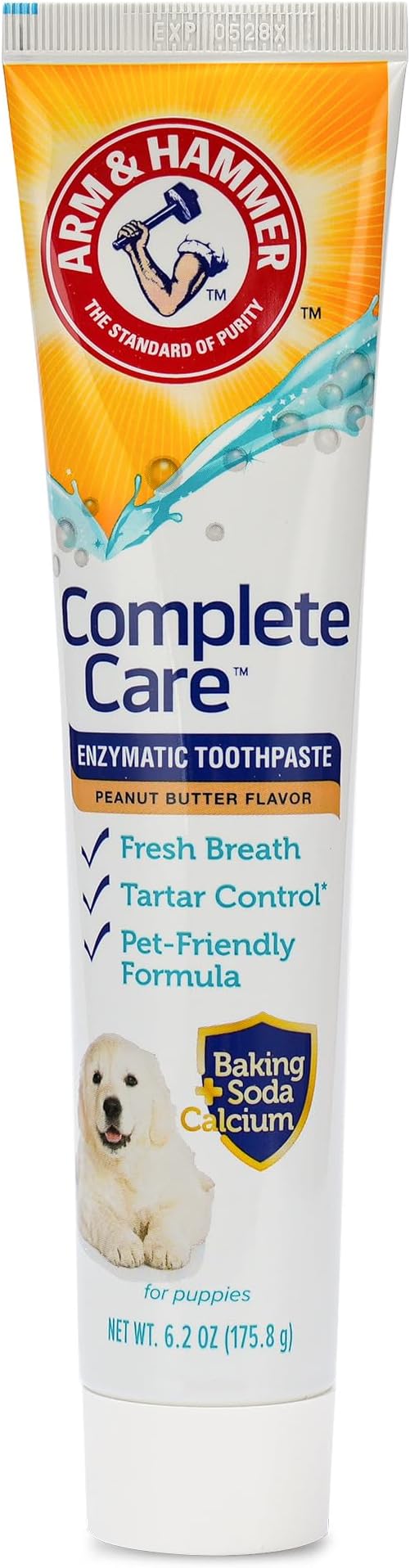 Arm & Hammer Complete Care Enzymatic Dog Toothpaste, Peanut Butter Flavor, Baking Soda and Calcium, Enzymatic Tartar Control Formula, Non-Toxic, Fluoride Free, 6.2 Oz