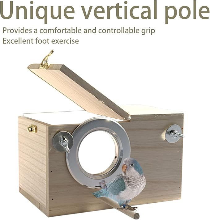 Parakeet Nesting Box, 11.57 X 5.9 X 5.9 INCH Transparent Bird Nest Breeding Box with Perch Parrot Mating Box Wood Bird House Aviary for cage (L Horizontal Wood)