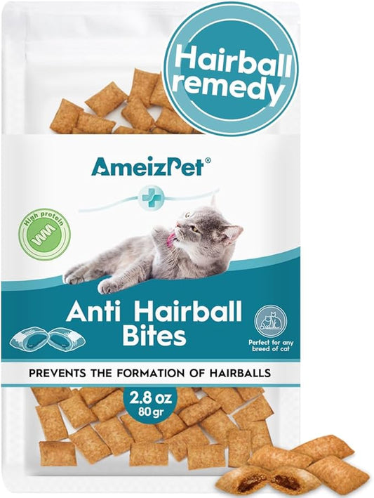 AmeizPet Anti Hairball Treats, Hairball Remedy for Cats, Cat Biscuits Hairballs Treatment - Crunchy Hairballs Cat Biscuits, 2.82 oz (80 g)