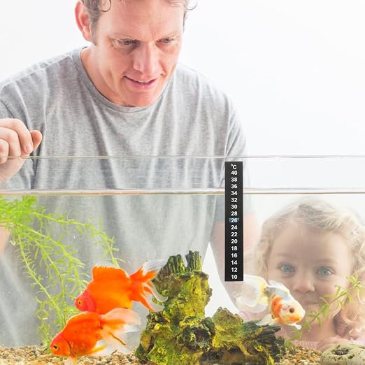 Stick on Thermometer Strip Aquarium Temperature Sticker with Color Changing LCD Display 10-40 Easy Read Adhesive Temperature Indicator for Fish Tanks 10 Pack