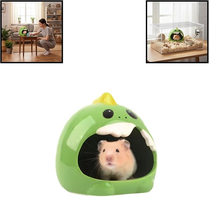 Ceramic Pet Nest for Small Animals - Hamster Ceramic House with Smooth Interior, Enclosed Hideout for Comfortable Shelter and Ventilation