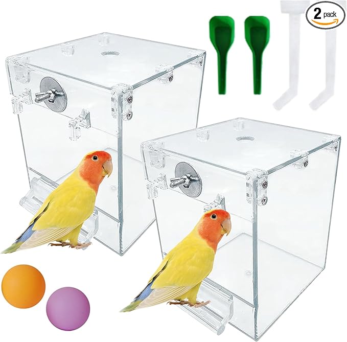 kathson Bird Bath for Cage,2 Pcs Hanging Bird Bath Box No-Leakage Parrot Shower Tub with Water Injectors Birds Bathing Accessory for Parrots Canary Lovebirds Conures Parakeets