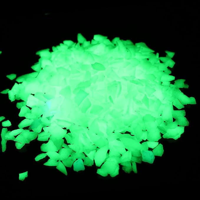 Shiny Stone Glow in The Dark Aquarium Neon Gravel Sand, Decorative Rocks for Fish Tank and Fairy Garden, Home Dec,305g/0.67lbs (Yellow Green, 5-8mm)