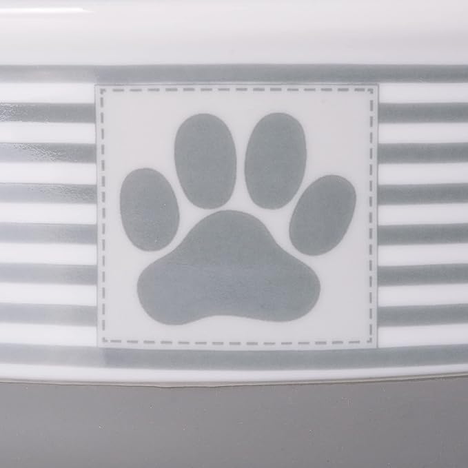 Bone Dry Paw & Patch Ceramic Pet Collection, Large Set, 7.5x2.4", Gray, 2 Piece