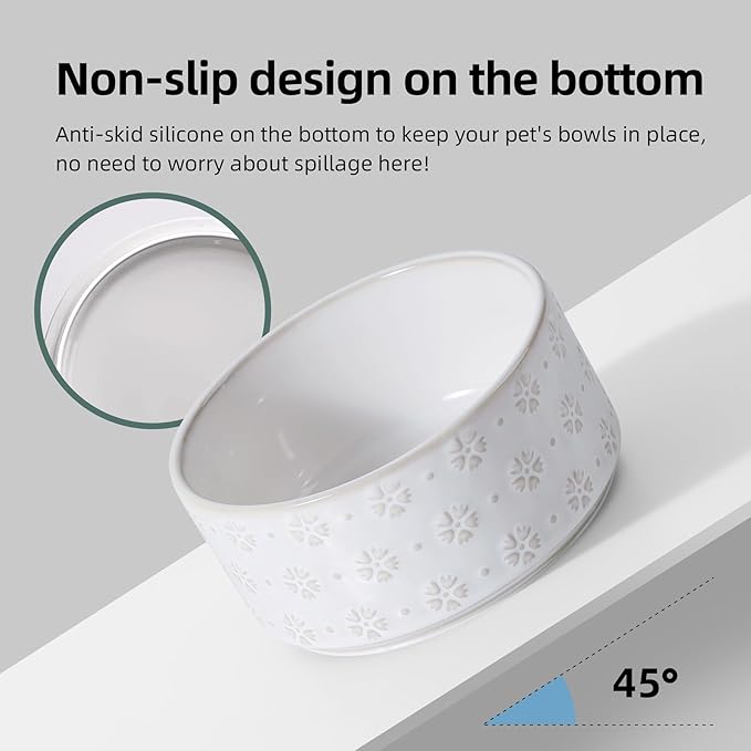 Havniva 6.1" Elevated Dog Bowls Ceramic Raised Dog Bowl with Non-Slip Stand (Acacia Wood) Two Height Options, Dog Food & Water Bowl for Small & Medium Breed Dogs - 3.4 Cups 27 oz