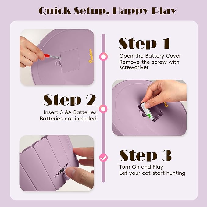 Pawaboo Interactive Cat Toy with Running Mouse, Electronic Motion Cat Toy Automatic Teaser for Indoor Cats, Pop and Play Hide Seek Cats Toys Hunting Mouse for Pet Kitten Play Fun Exercise, Purple
